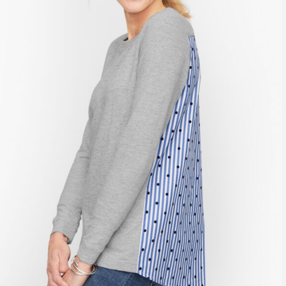 Talbots Woven Back Pullover Flocked Dots Size Medium